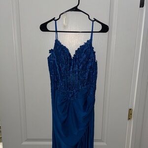 Chic Blue Lace Prom Dress